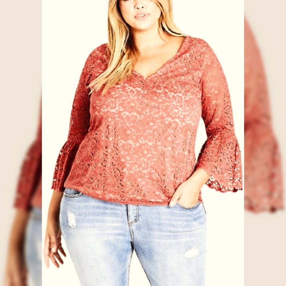 Plus Size 18 City Chic Lace Top Blouse